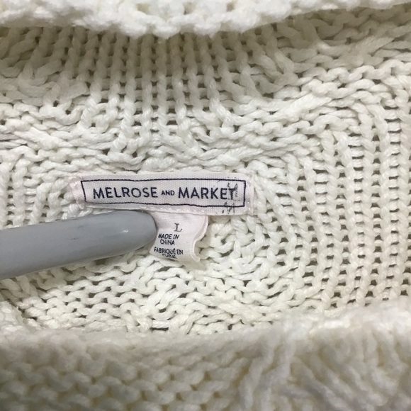 Melrose and Market Ivory Chunky Cable Knit Mock Neck Sweater Women’s L Oversized - Picture 2 of 4